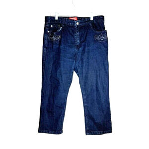 COS Jeans Women 12 Capri Cropped Stretch Denim Rhinestone Studded Southwestern